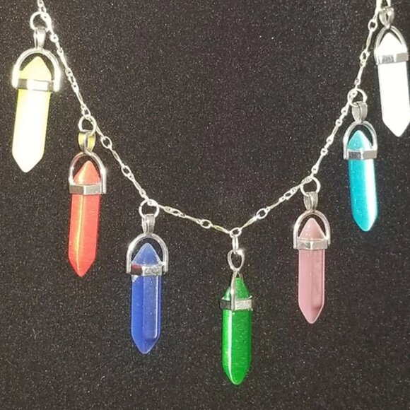 Multicolour Crystal Pendant Necklace - Picture 4 of 5